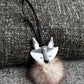 christmas ornament / little fox in glass fusion with fur pompon 