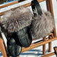Recycled Fur Earmuffs, Silver Fox