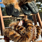 Cache-oreilles en fourrure recyclée, chat sauvage brun