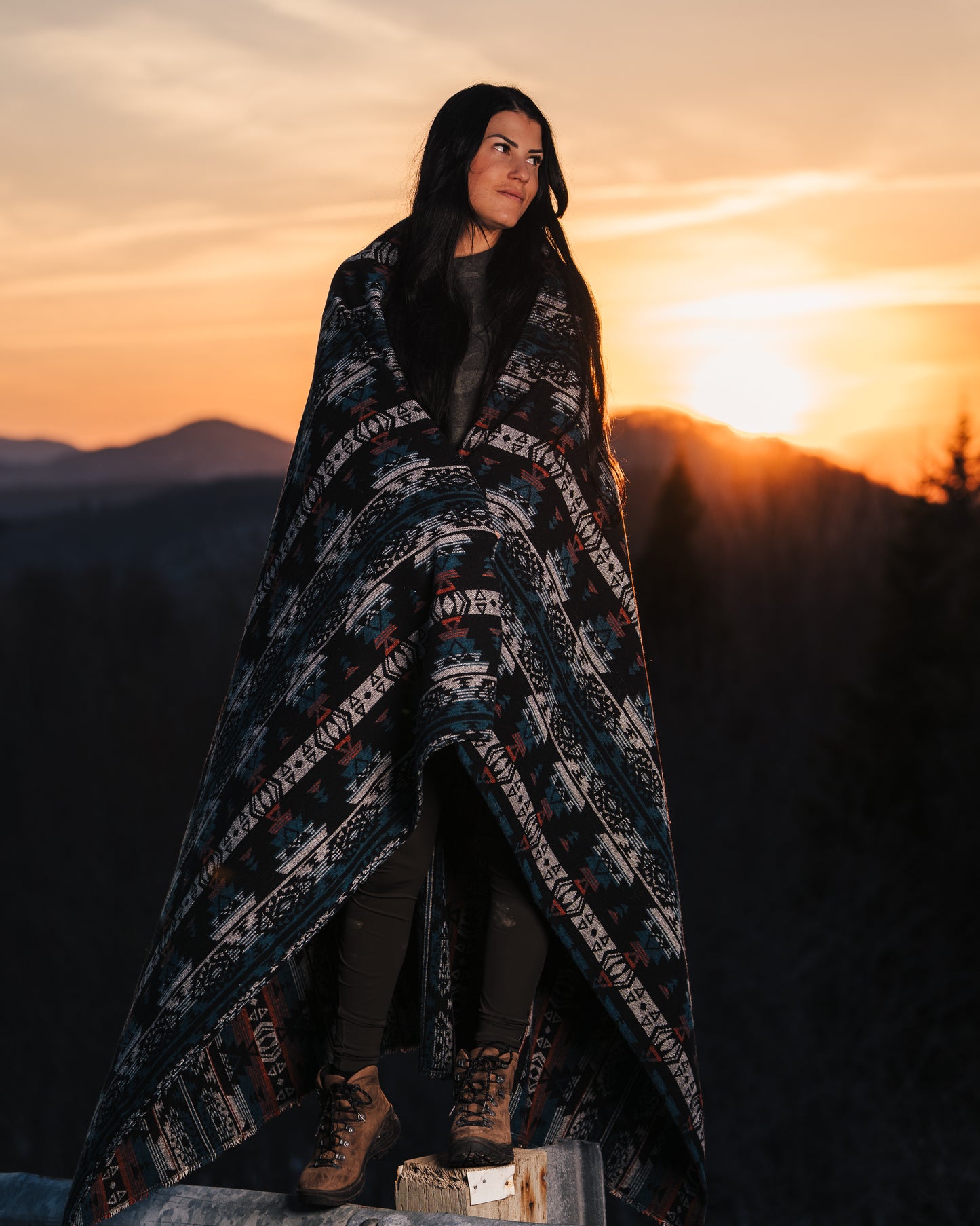 sunset wool blanket aztec boho style 