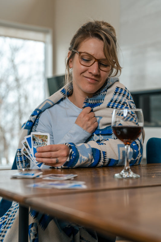 Couverture - Jeté en laine à motif boho aztèque