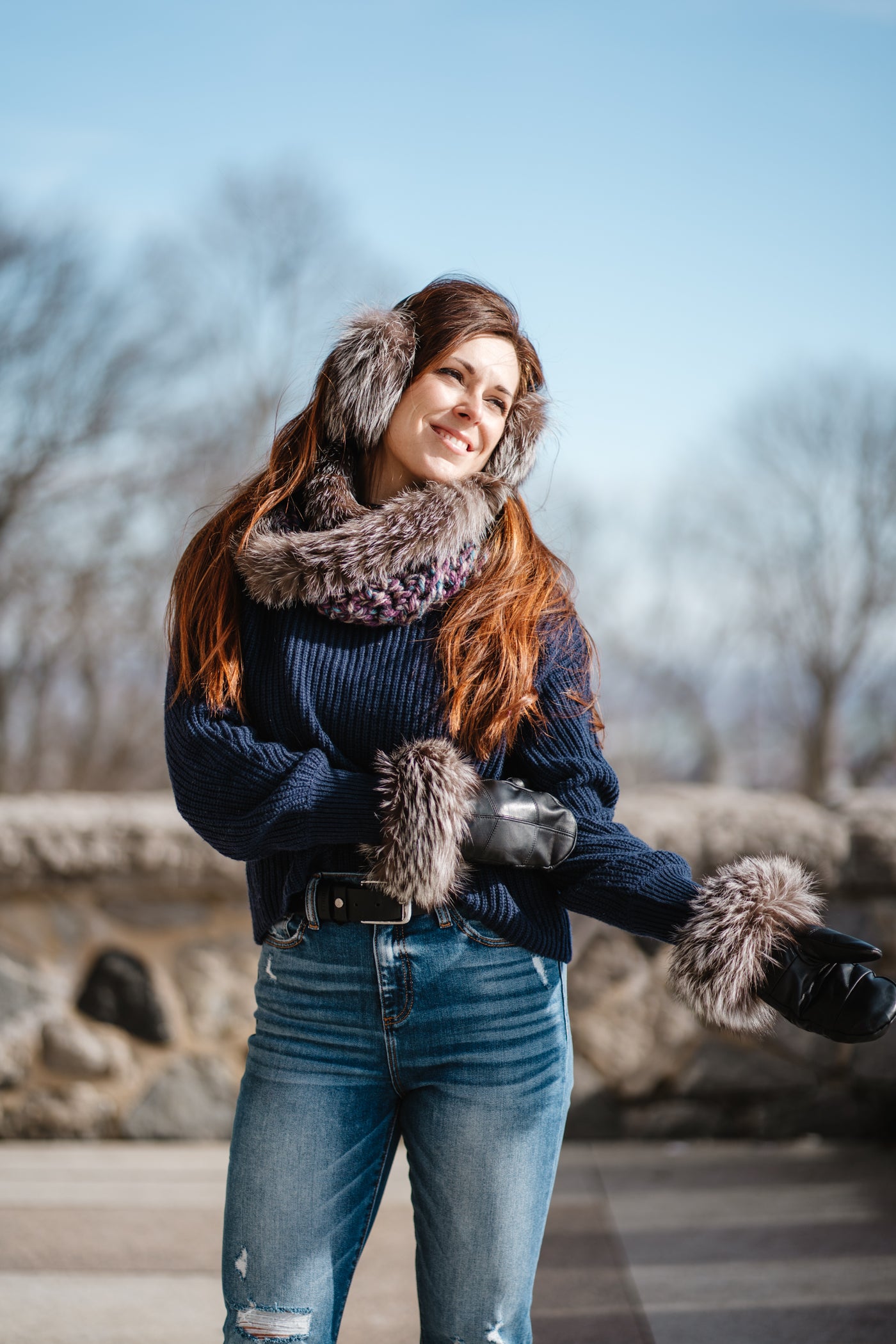 Foulard  avec fourrure recyclée