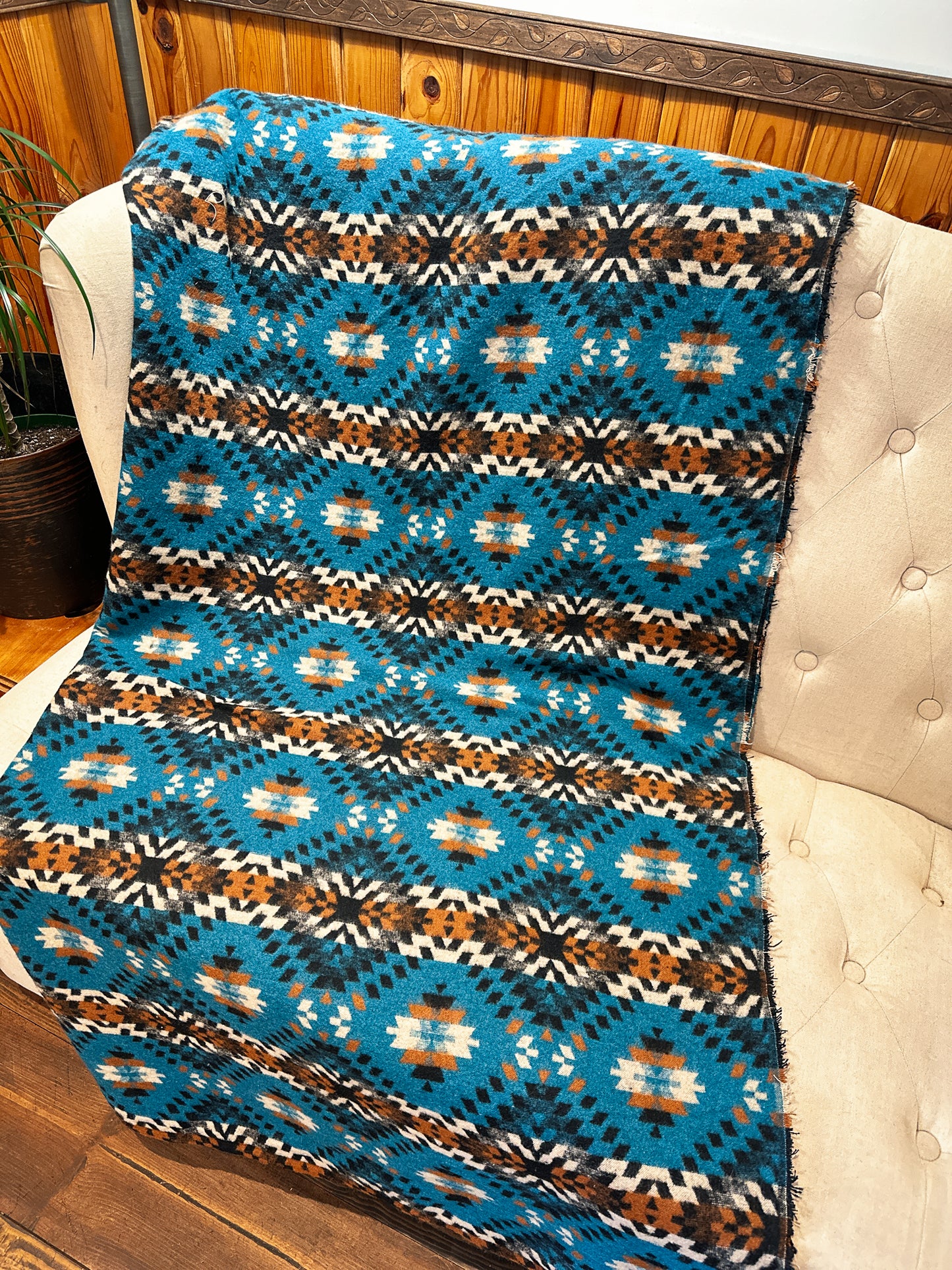 Couverture - Jeté en laine à motif boho aztèque