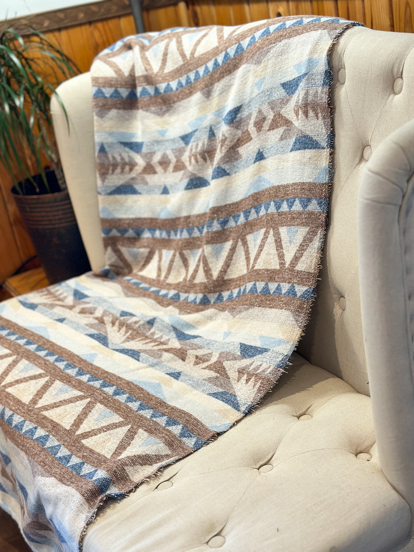 Couverture - Jeté en laine à motif boho aztèque