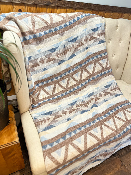 Couverture - Jeté en laine à motif boho aztèque