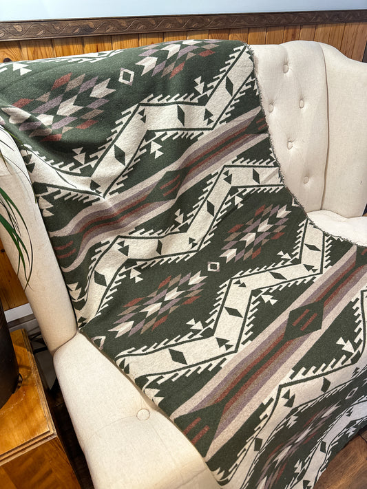 Couverture - Jeté en laine à motif boho aztèque