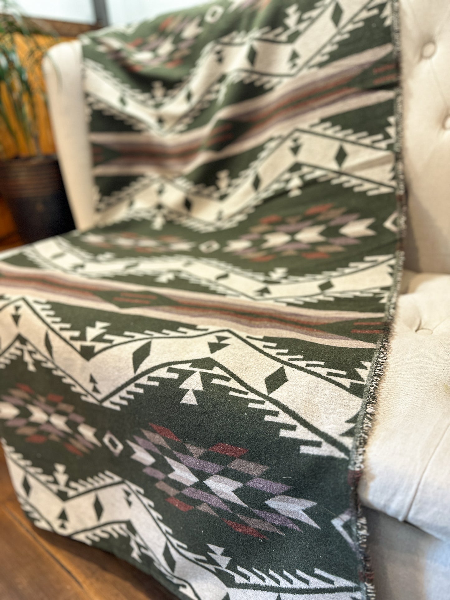 Couverture - Jeté en laine à motif boho aztèque