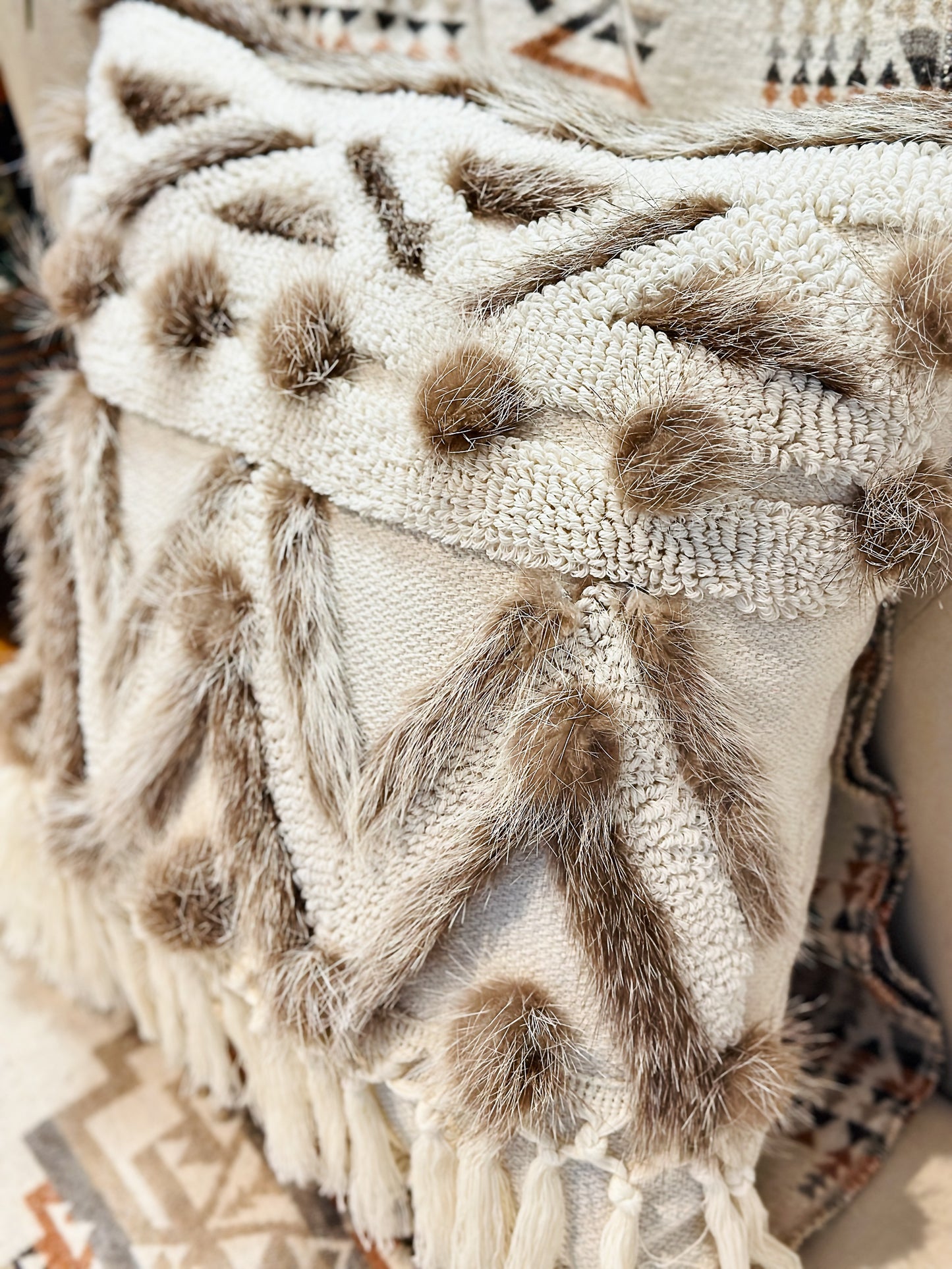 Cushion with recycled fur