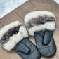 Mitaines en cuir avec fourrure recyclée
