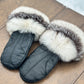 Mitaines en cuir avec fourrure recyclée