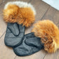 Mitaines en cuir avec fourrure recyclée