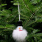 Christmas tree ornament in snowman with recycled fur pompon