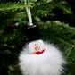 Ornement fait à la main unique en verre fusion et fourrure recyclé, bonhomme de neige, idée de cadeaux original 