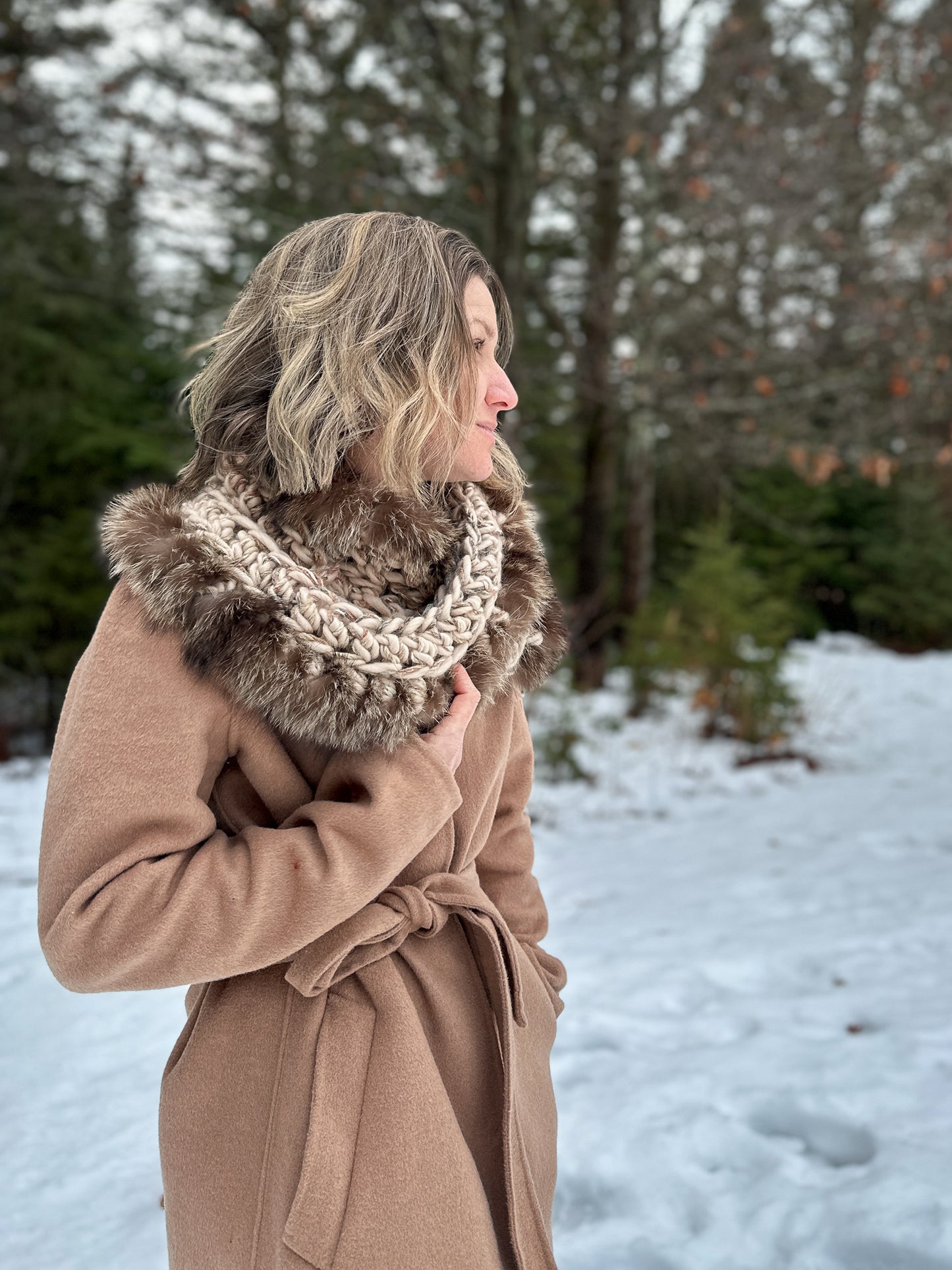 Foulard avec fourrure recyclée