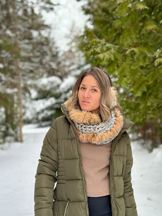 Foulard avec fourrure recyclée et Cache-Oreilles