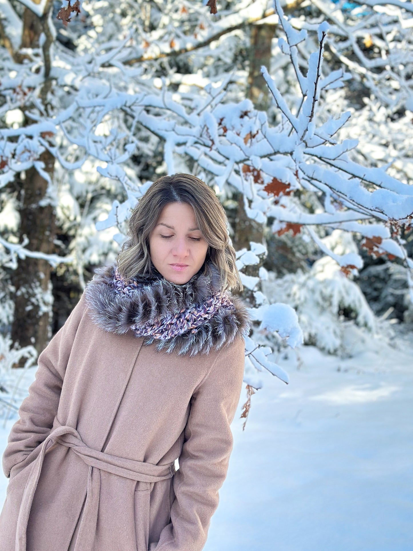 Foulard avec fourrure recyclée