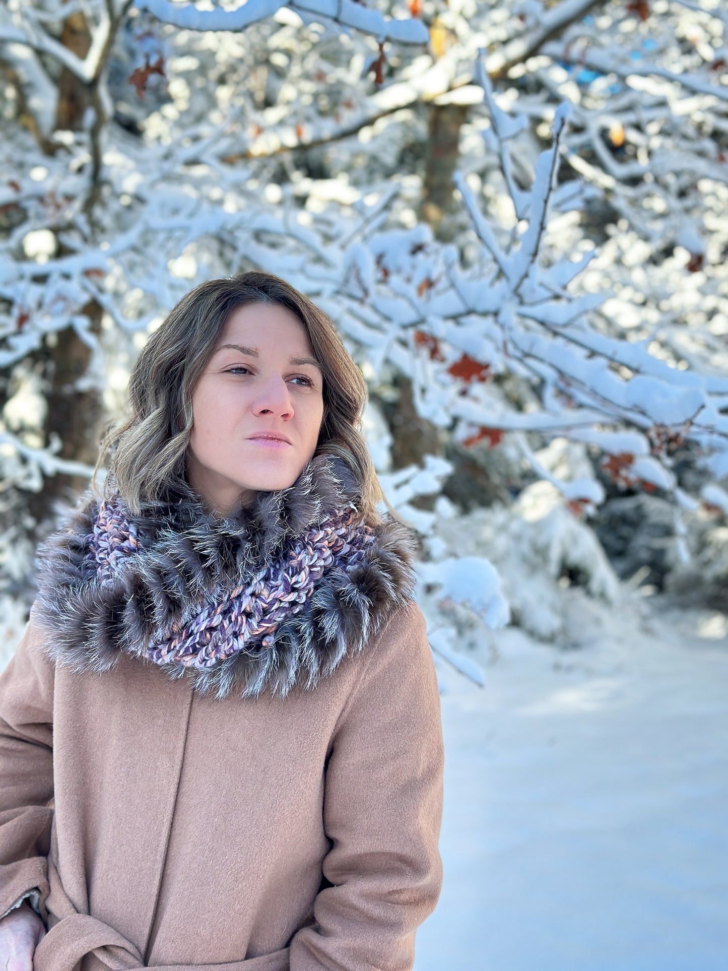 Foulard avec fourrure recyclée