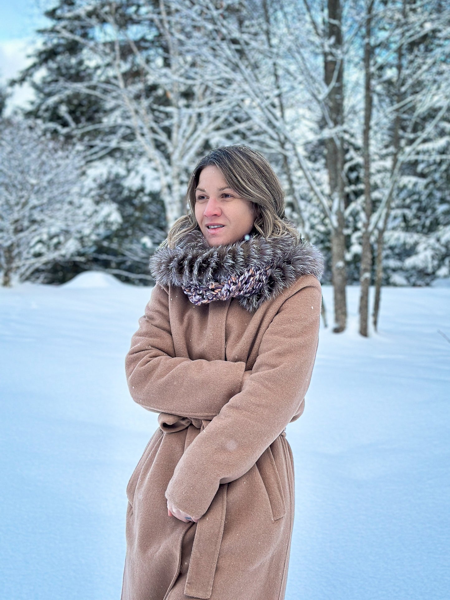 Foulard avec fourrure recyclée