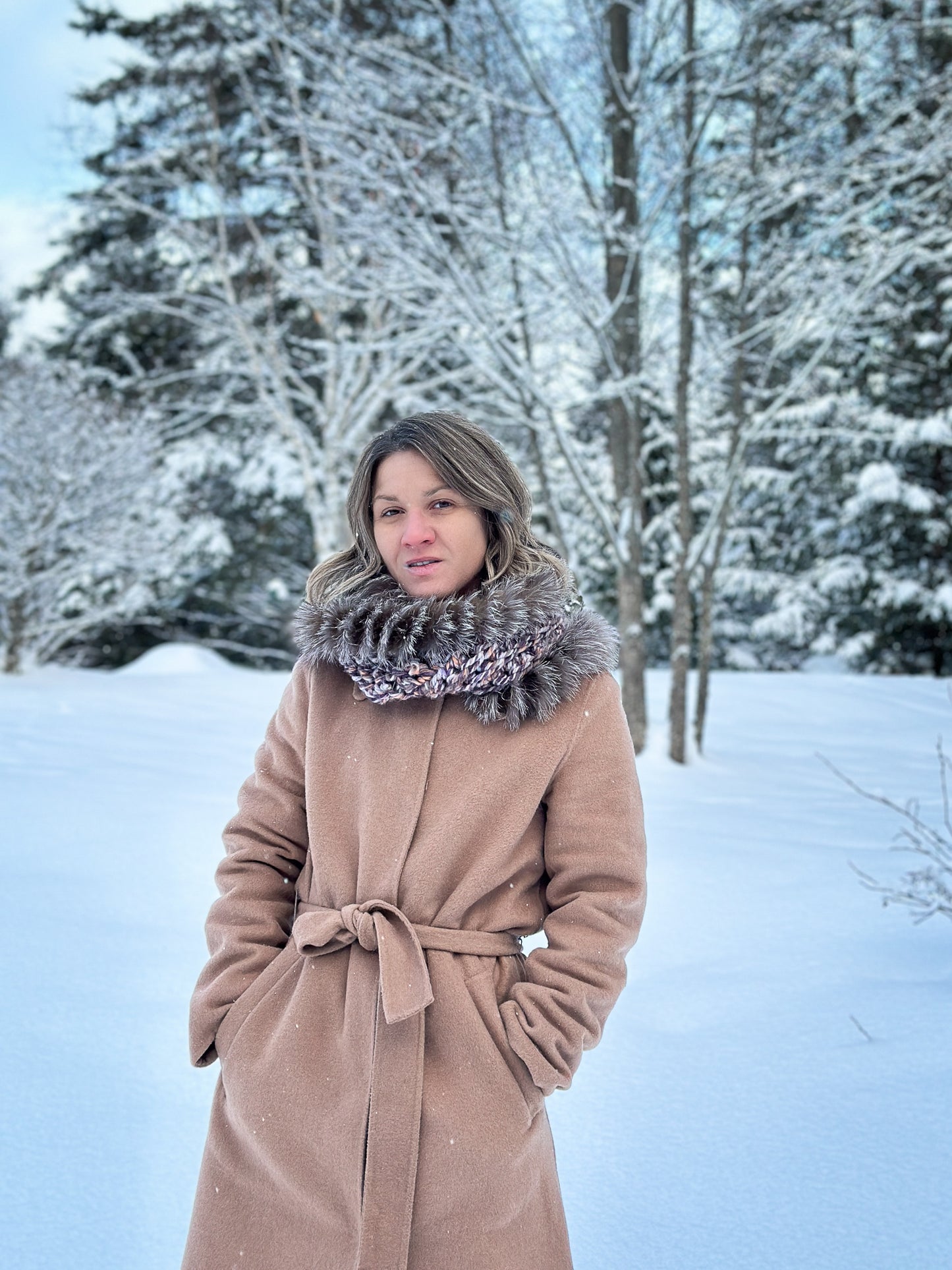 Foulard avec fourrure recyclée