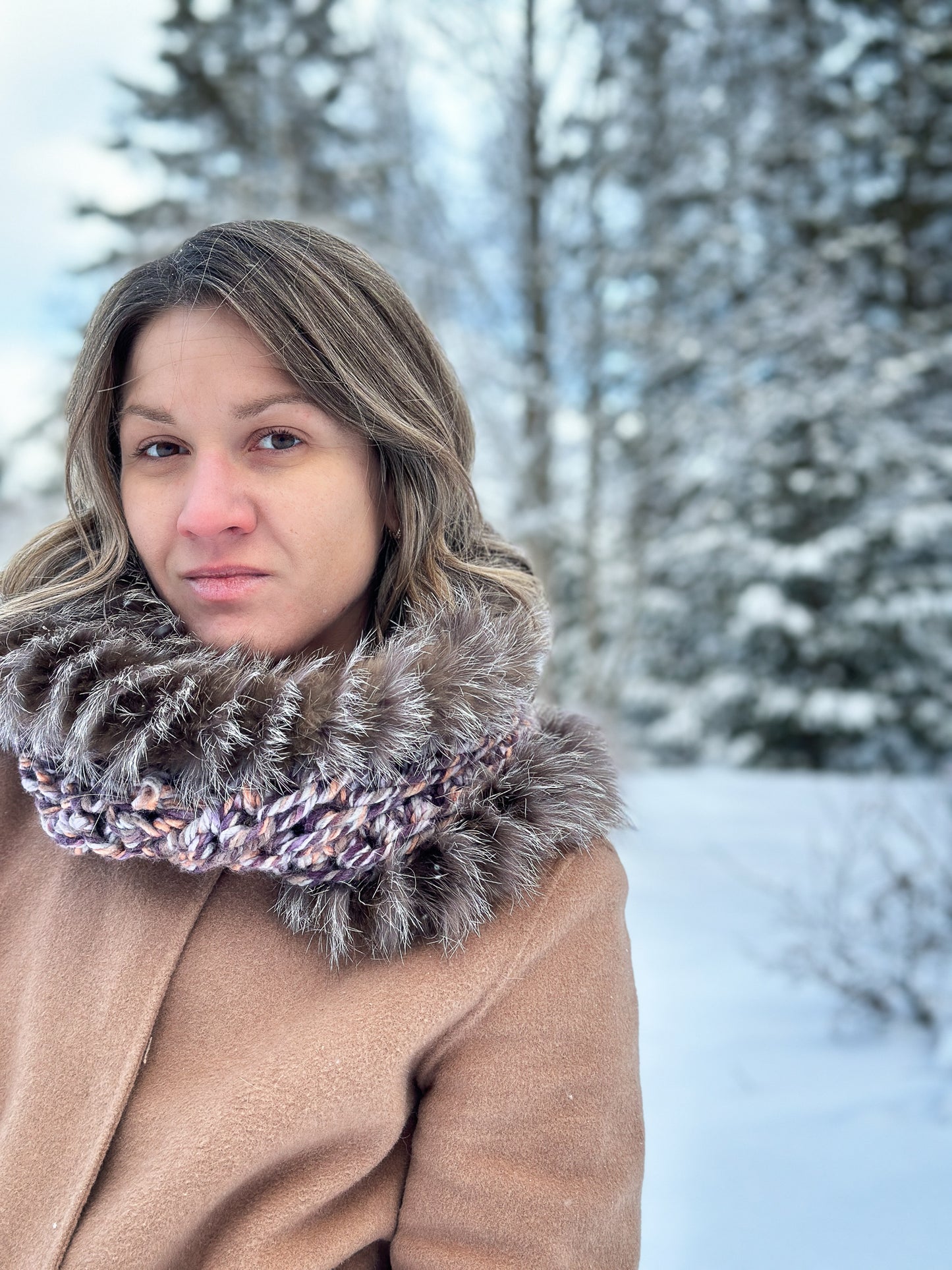 Foulard avec fourrure recyclée