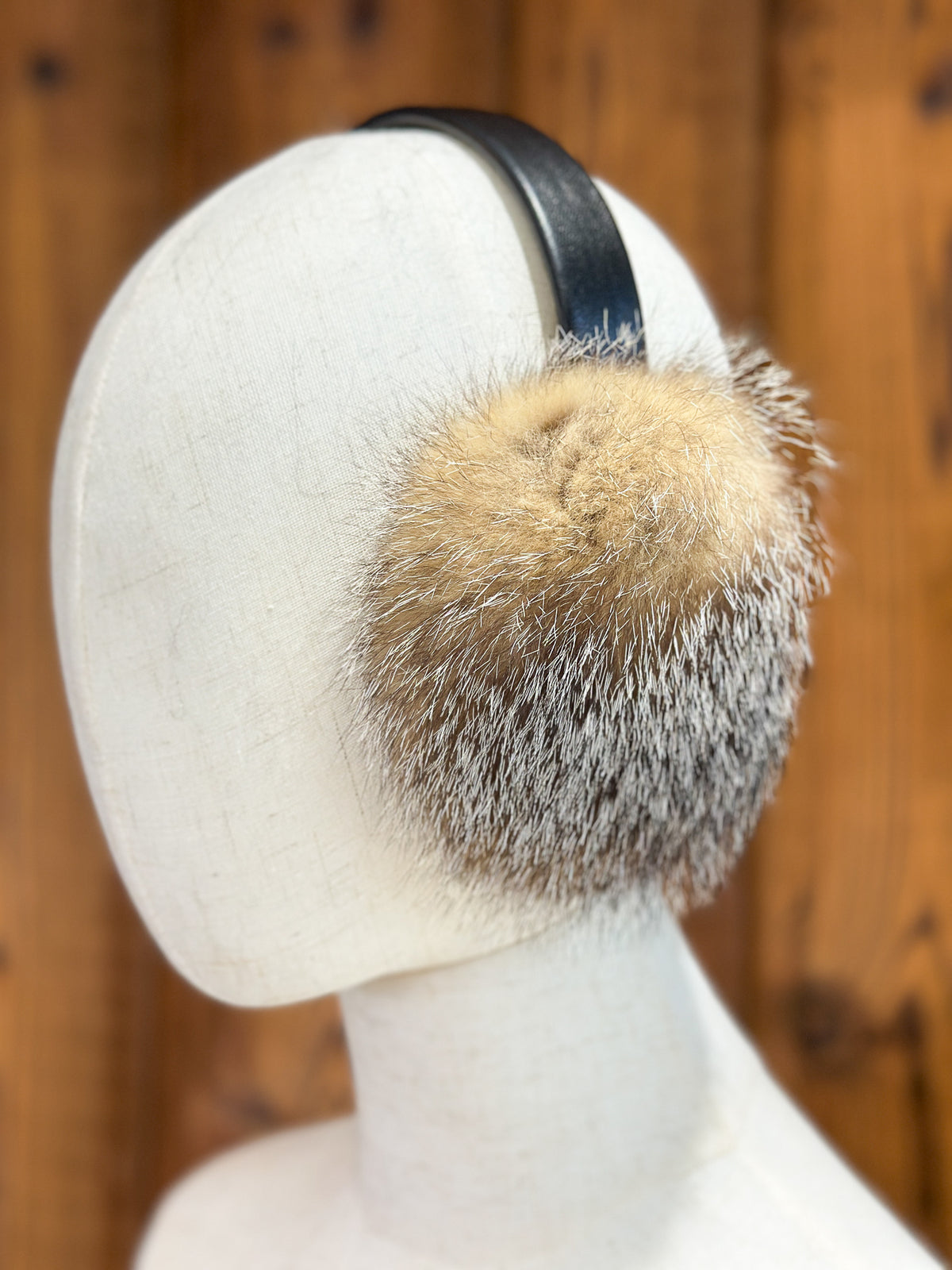 Cache-oreilles en fourrure recyclée, Renard américain