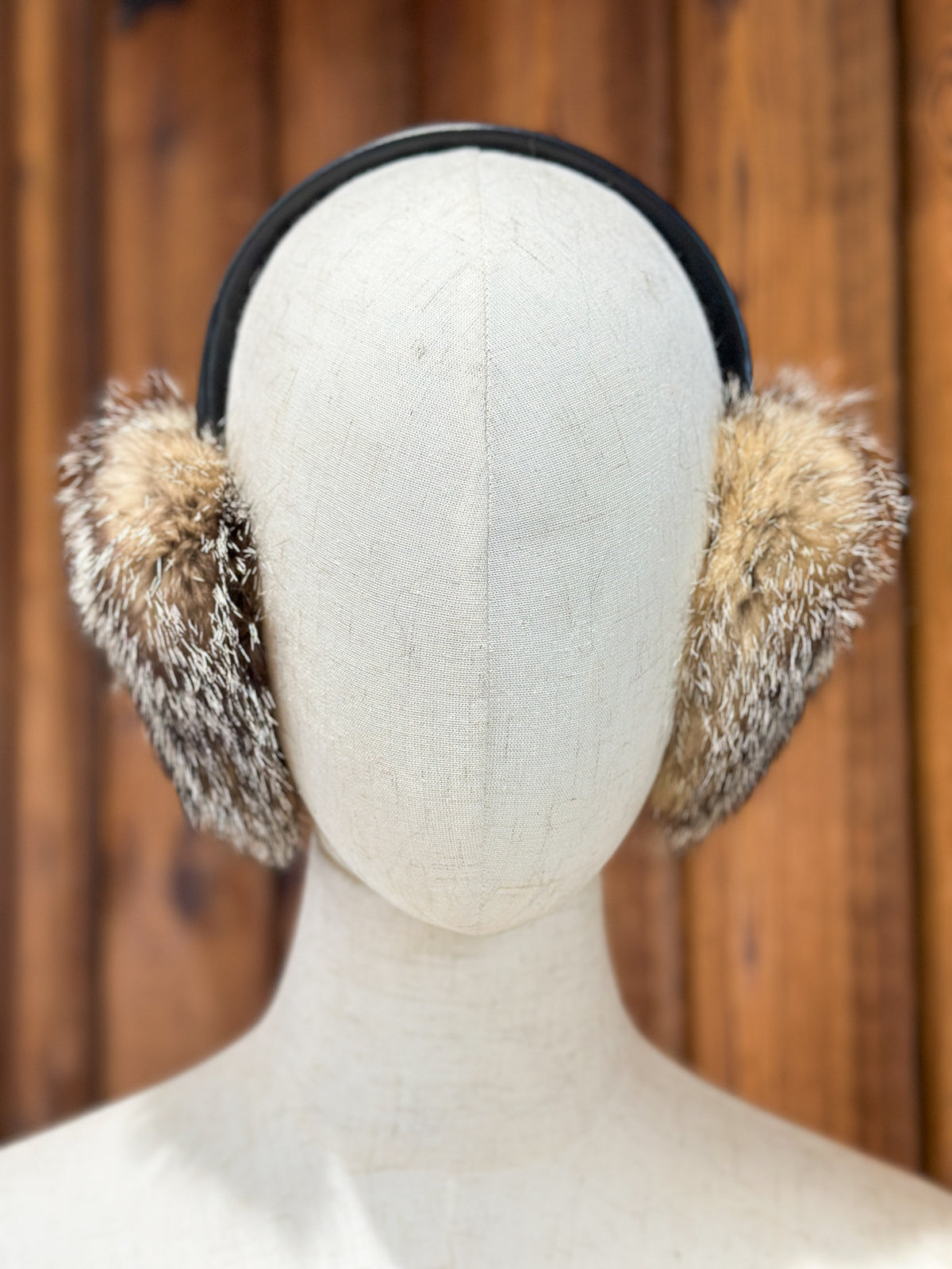 Cache-oreilles en fourrure recyclée, Renard américain