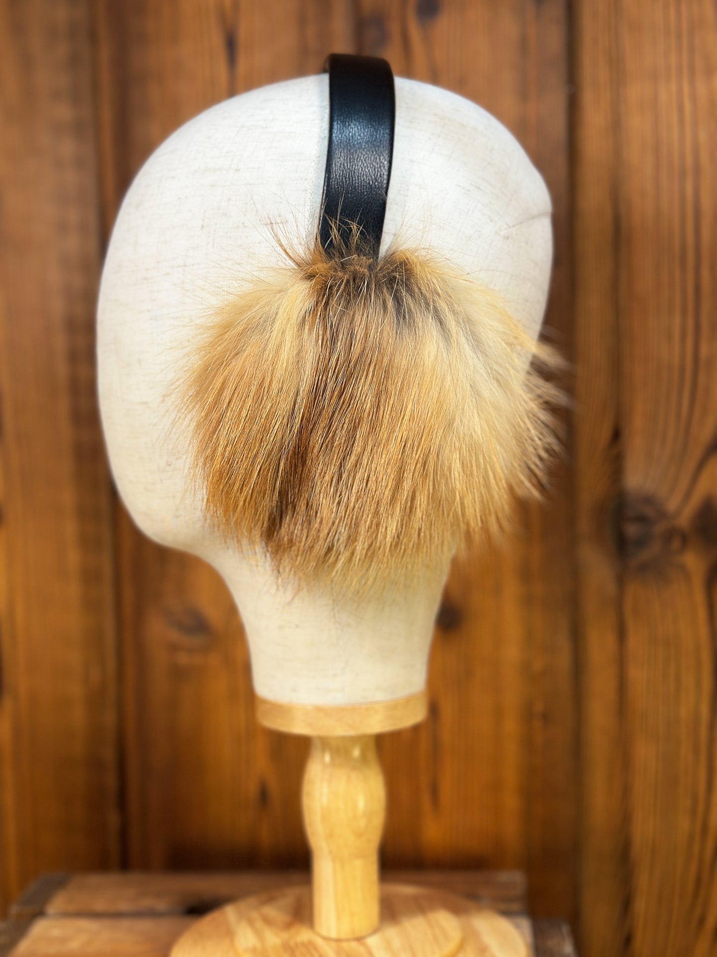 Cache-oreilles en fourrure recyclée, Renard roux