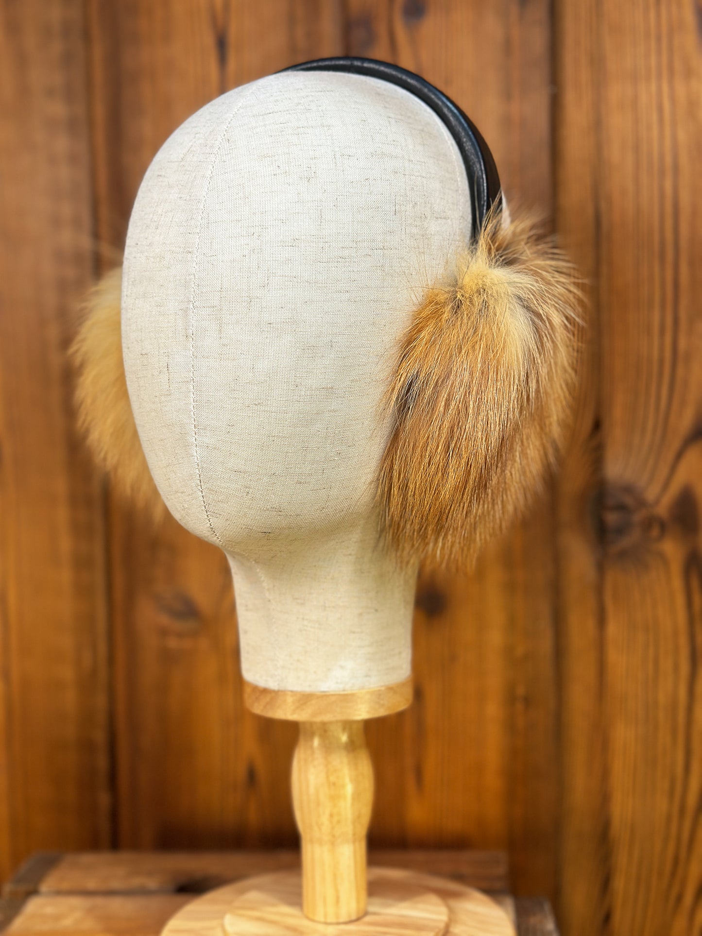 Cache-oreilles en fourrure recyclée, Renard roux