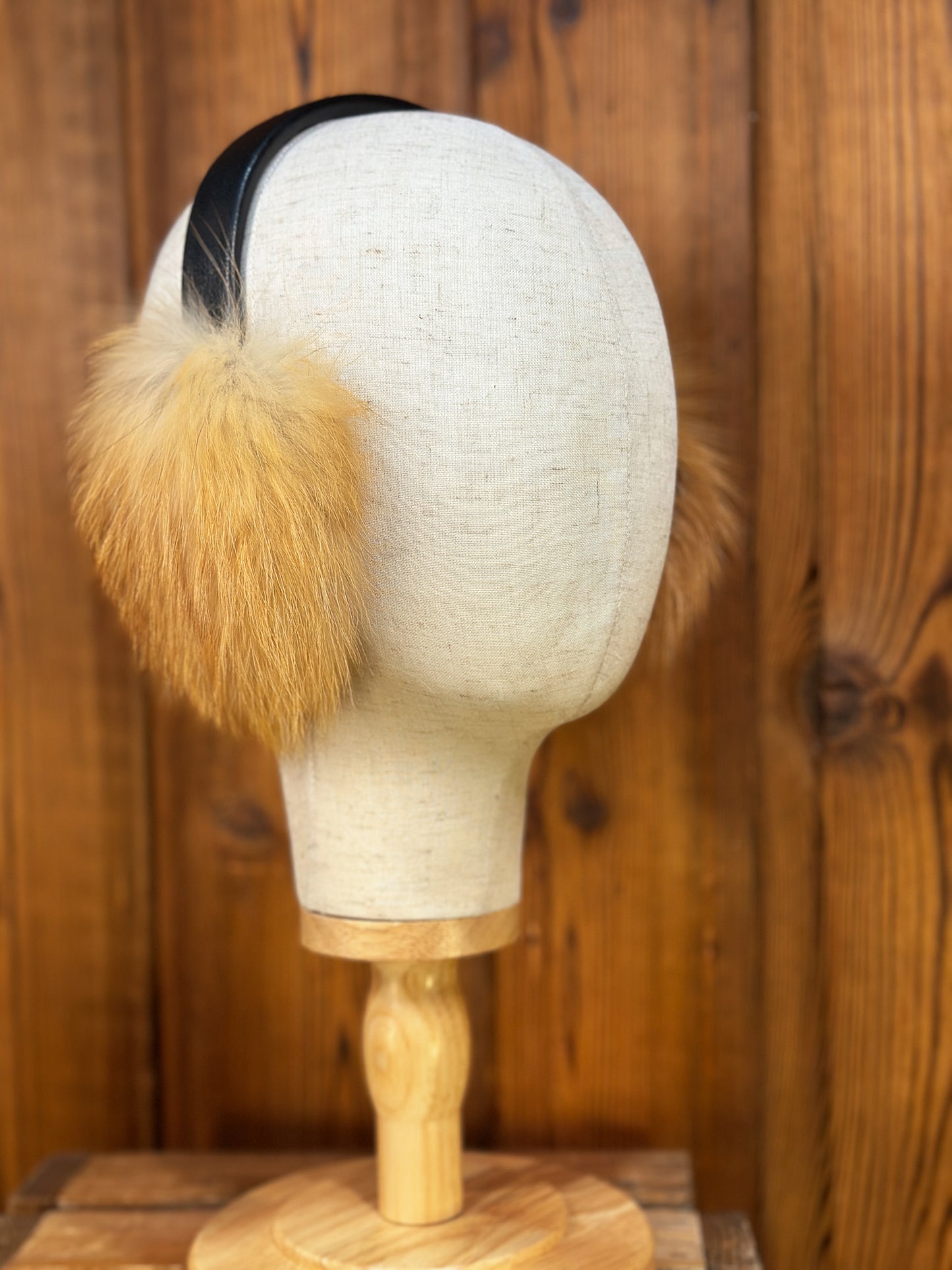 Cache-oreilles en fourrure recyclée, Renard roux