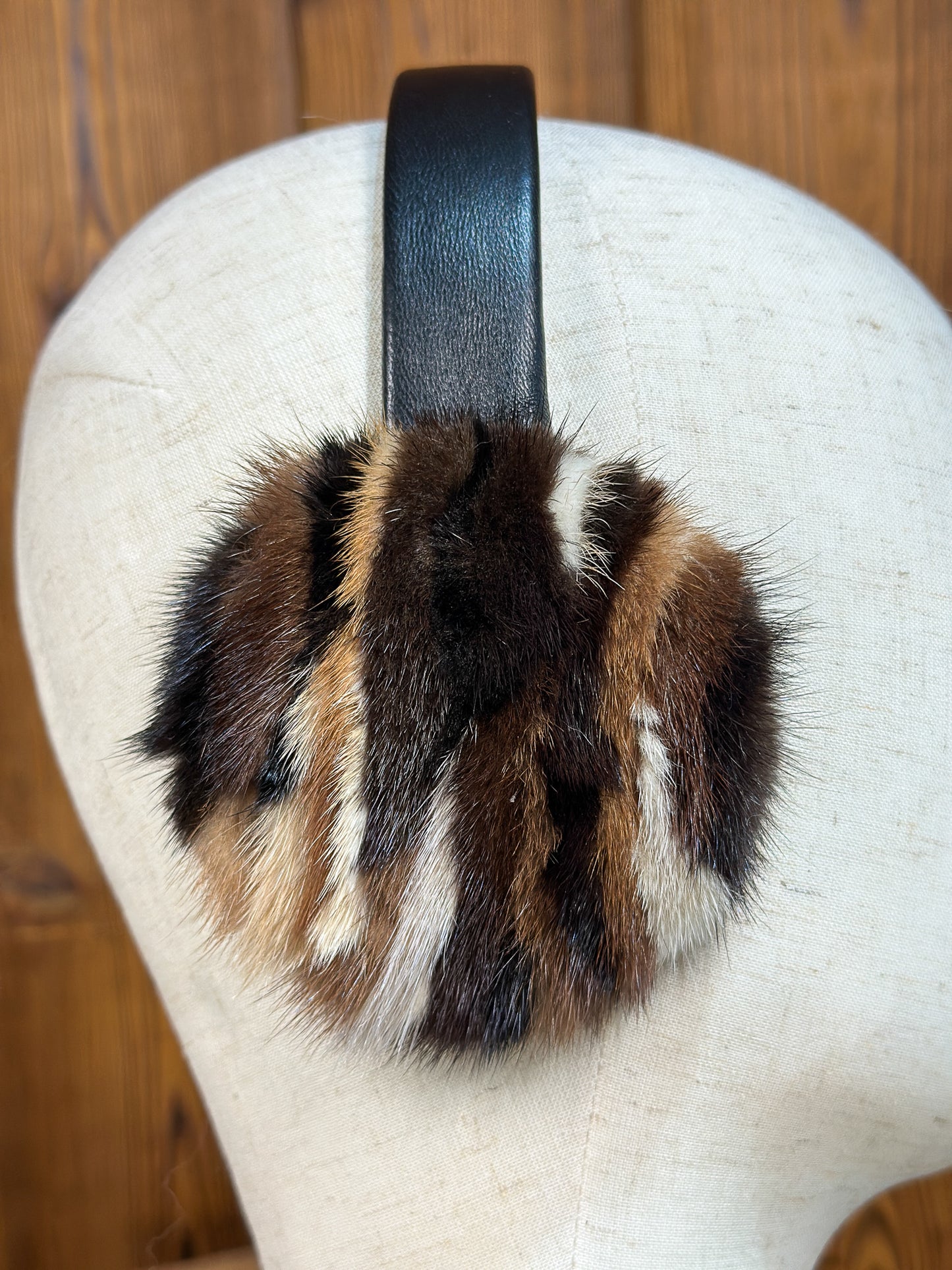 Cache-oreilles en fourrure recyclée, vison multi