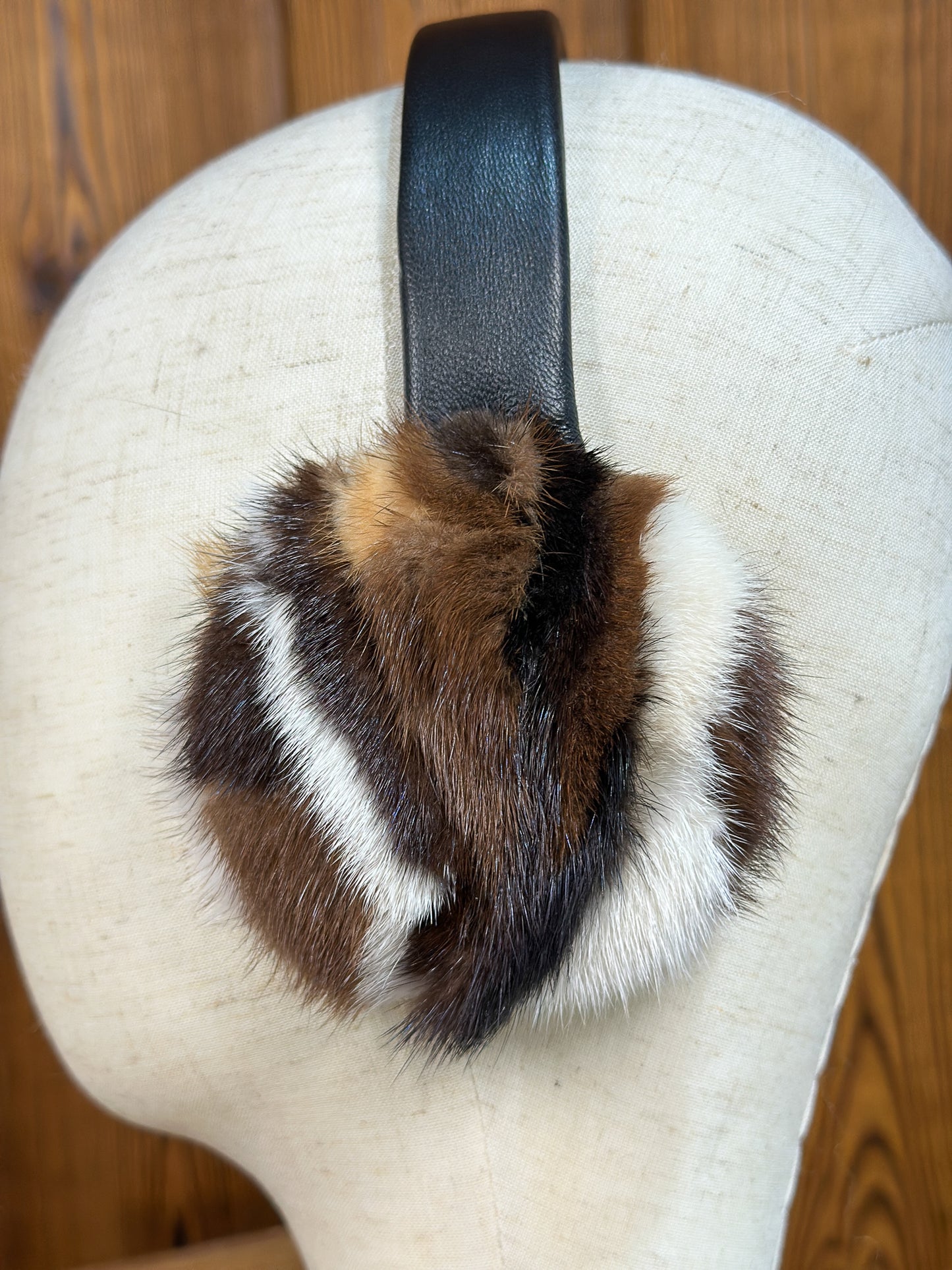 Cache-oreilles en fourrure recyclée, vison multi