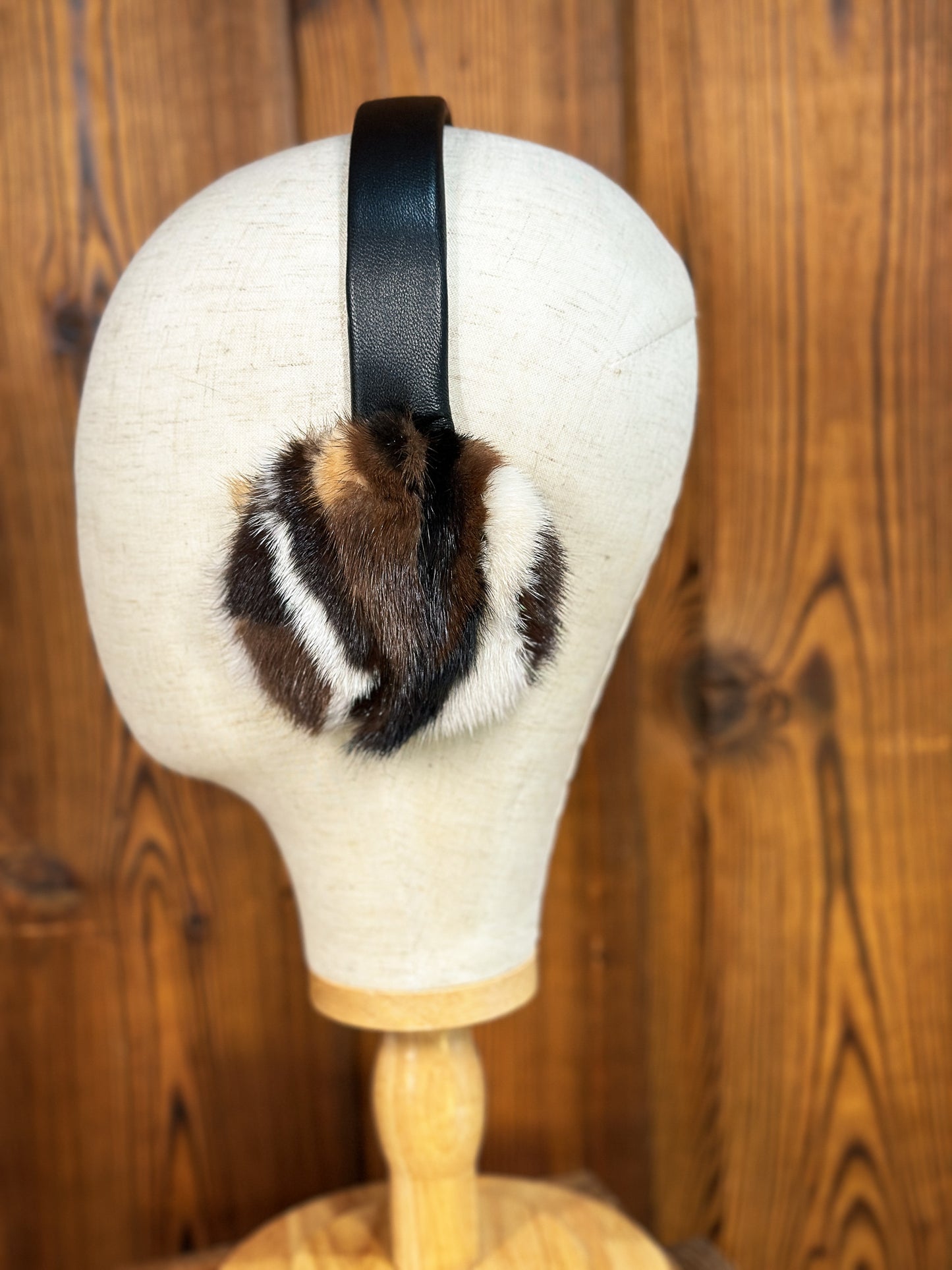 Cache-oreilles en fourrure recyclée, vison multi