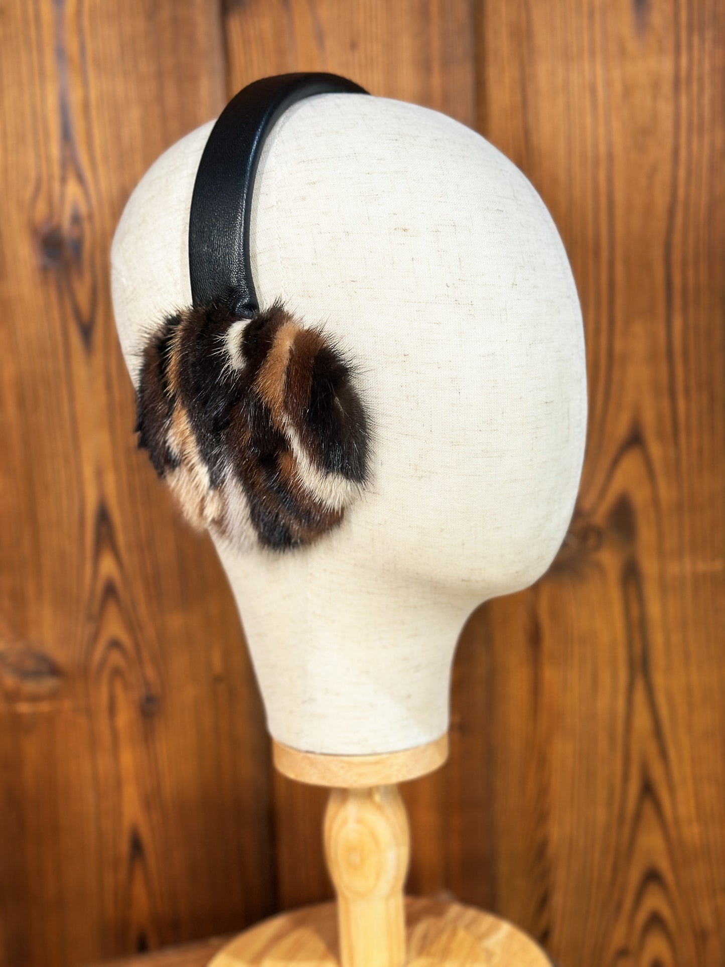 Cache-oreilles en fourrure recyclée, vison multi