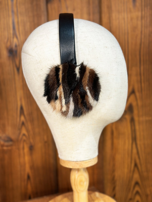 Cache-oreilles en fourrure recyclée, vison multi