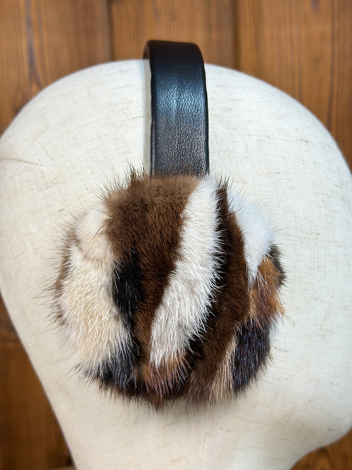 Cache-oreilles en fourrure recyclée, vison multi