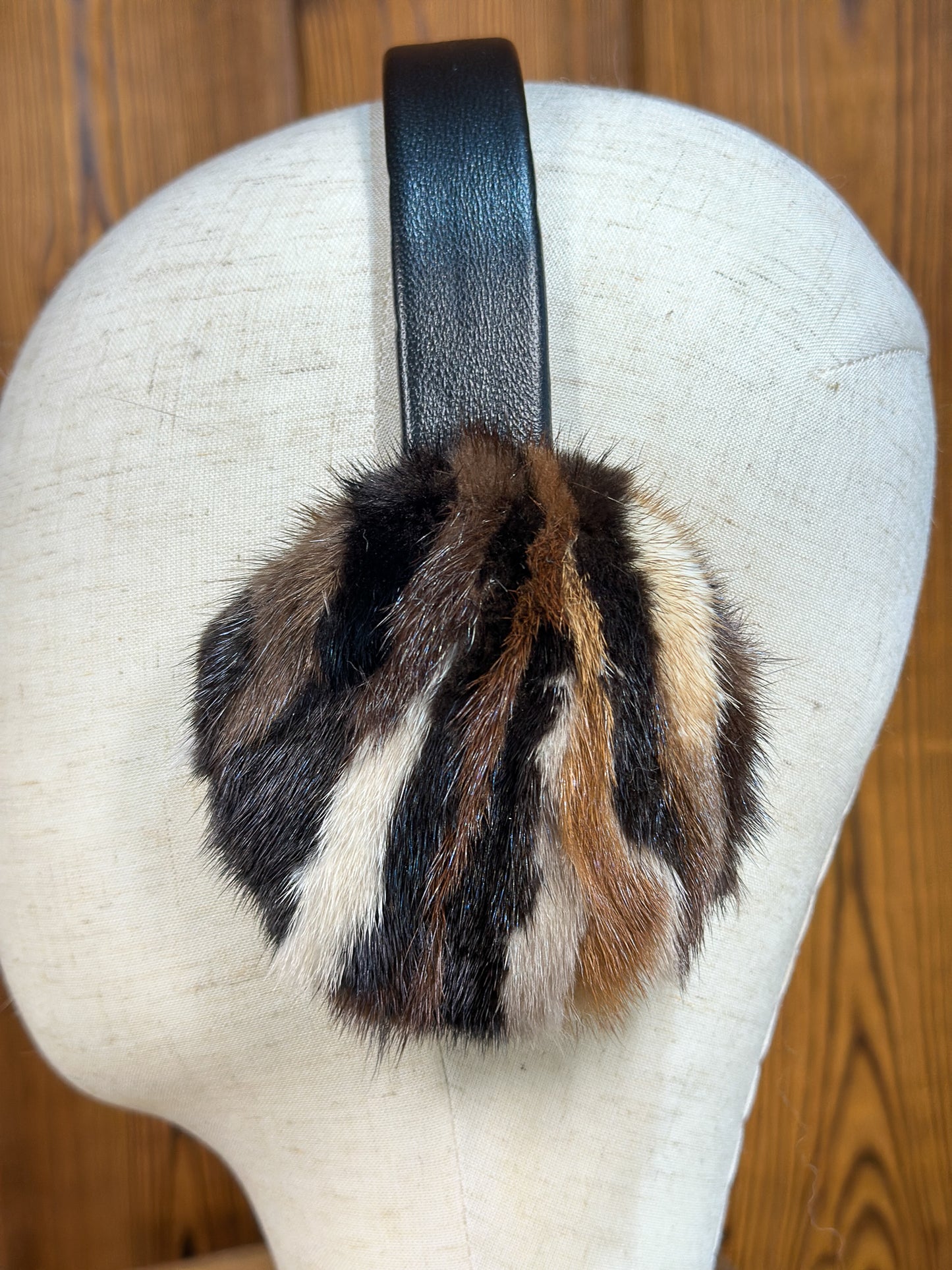 Cache-oreilles en fourrure recyclée, vison multi