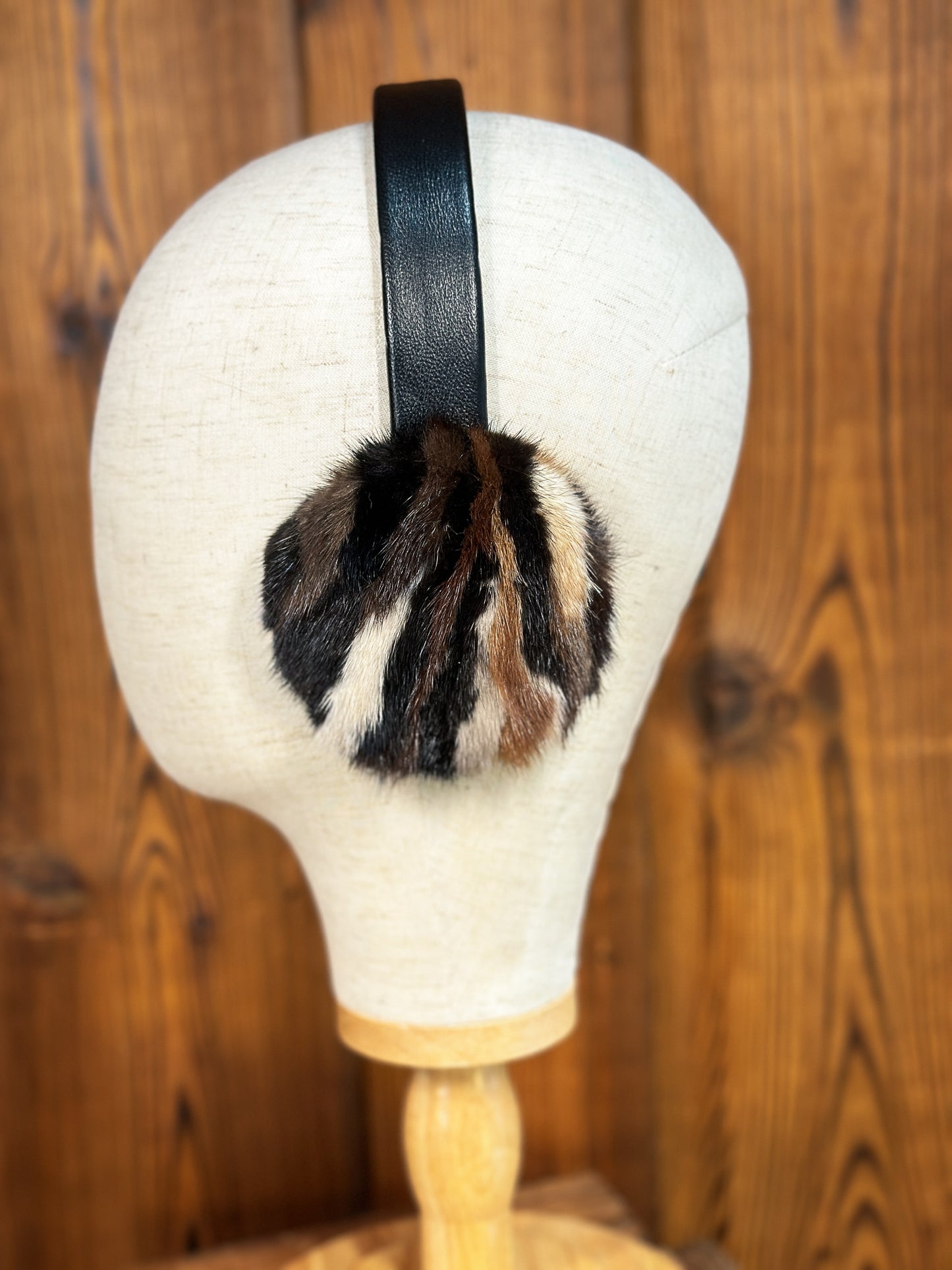 Cache-oreilles en fourrure recyclée, vison multi