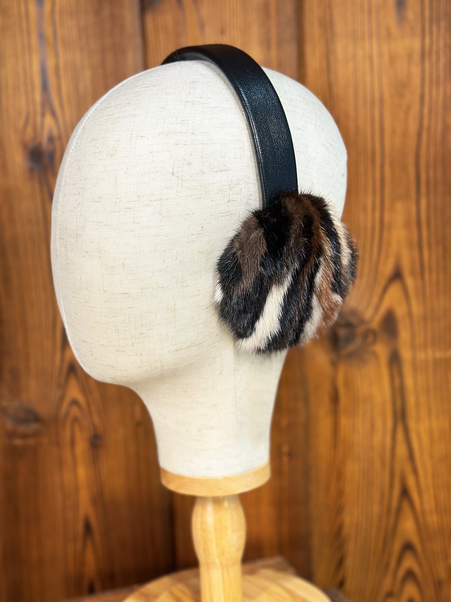 Cache-oreilles en fourrure recyclée, vison multi