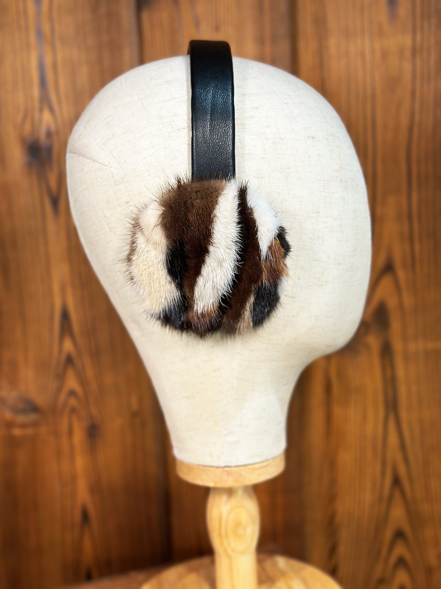 Cache-oreilles en fourrure recyclée, vison multi