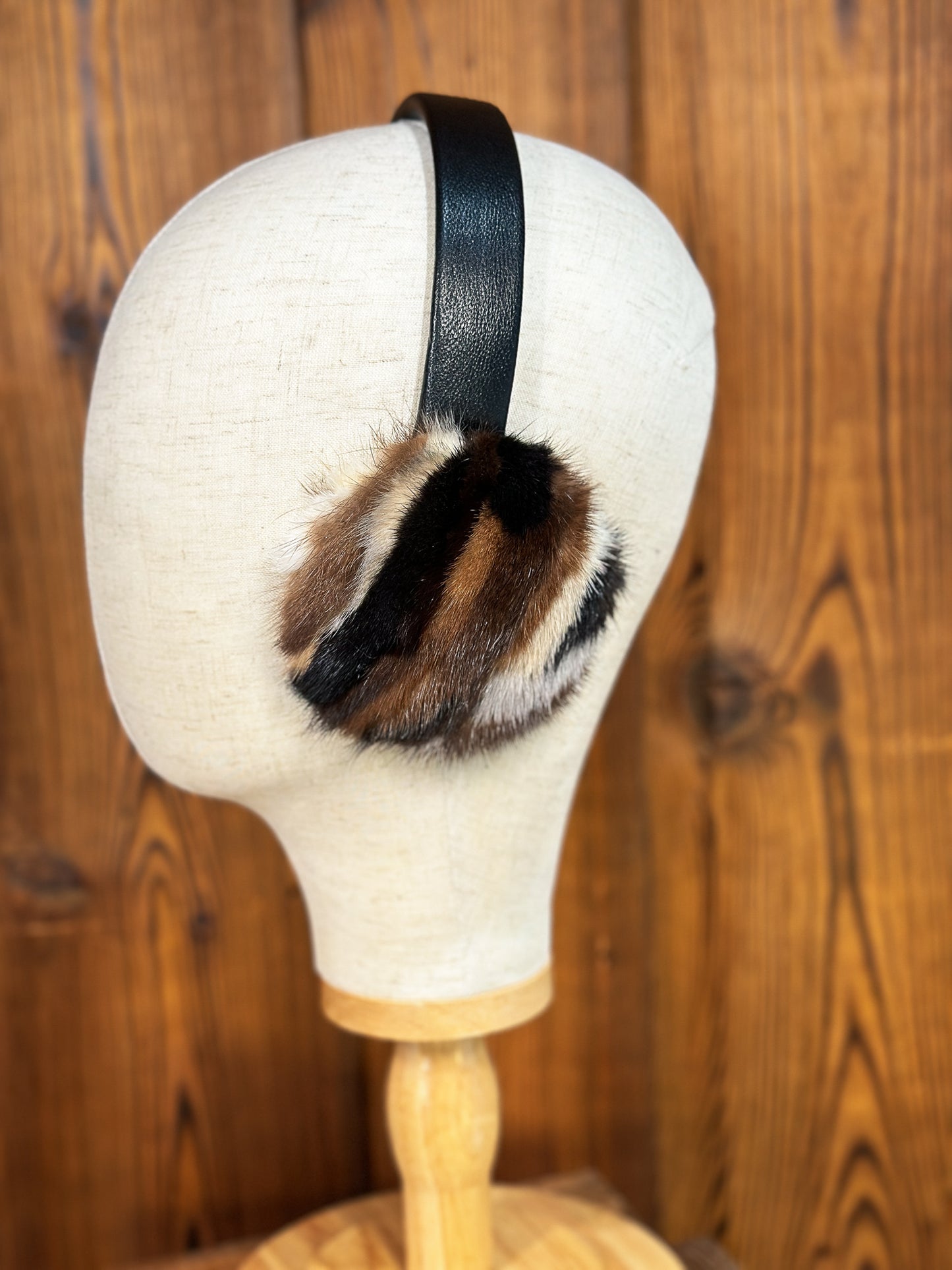 Cache-oreilles en fourrure recyclée, vison multi