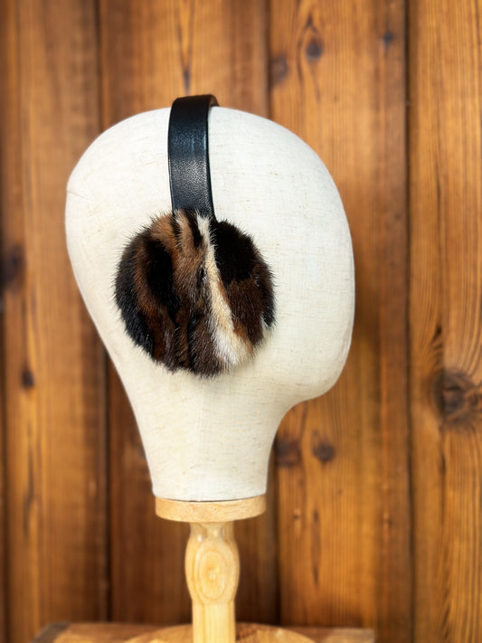 Cache-oreilles en fourrure recyclée, vison multi