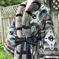 Châle couverture avec fourrure recyclée - Gris