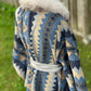 Châle-couverture avec fourrure recyclée - Bleu