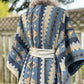 Châle-couverture avec fourrure recyclée - Bleu