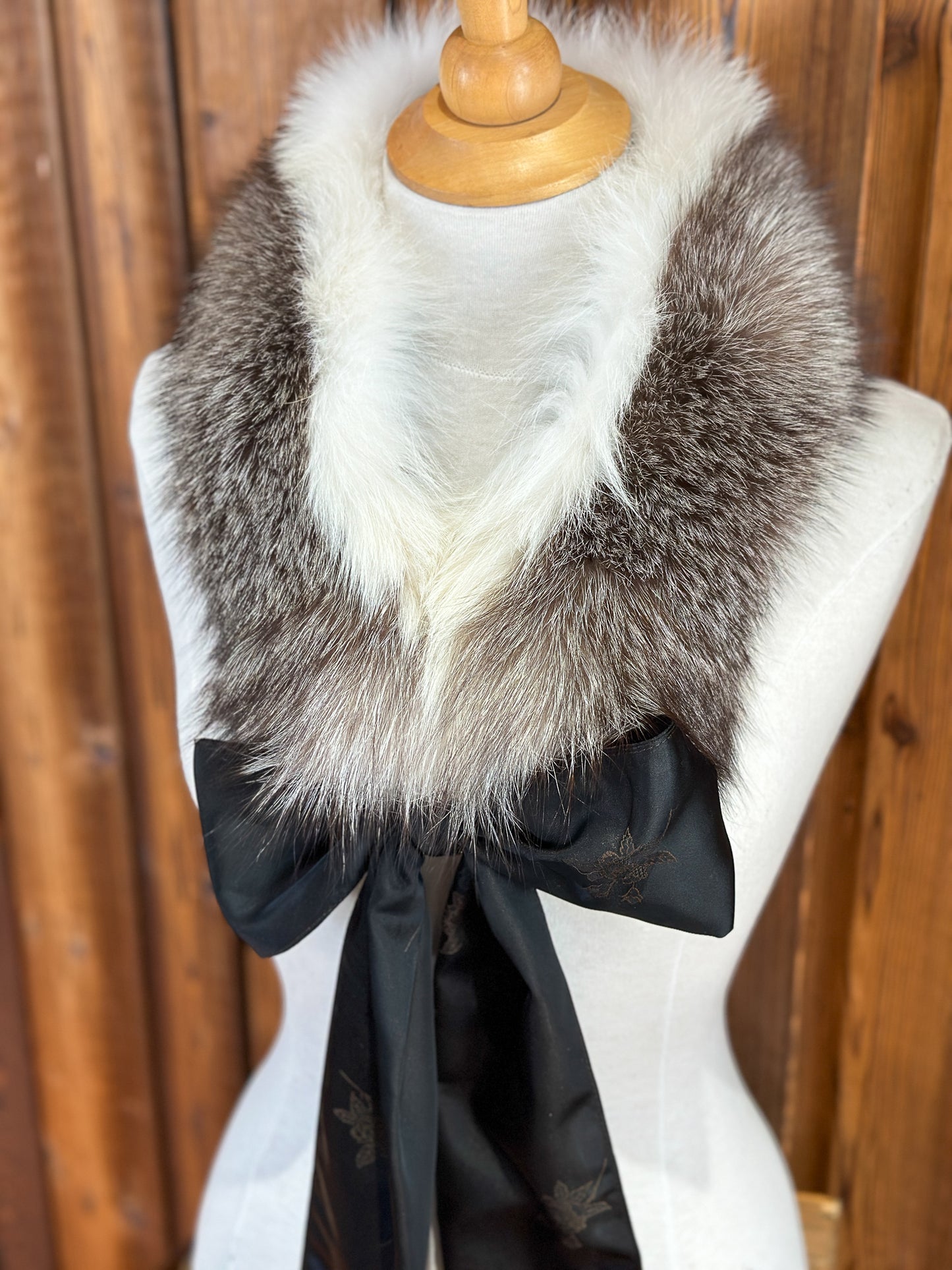 Foulard tout en fourrure 2 couleurs avec boucle