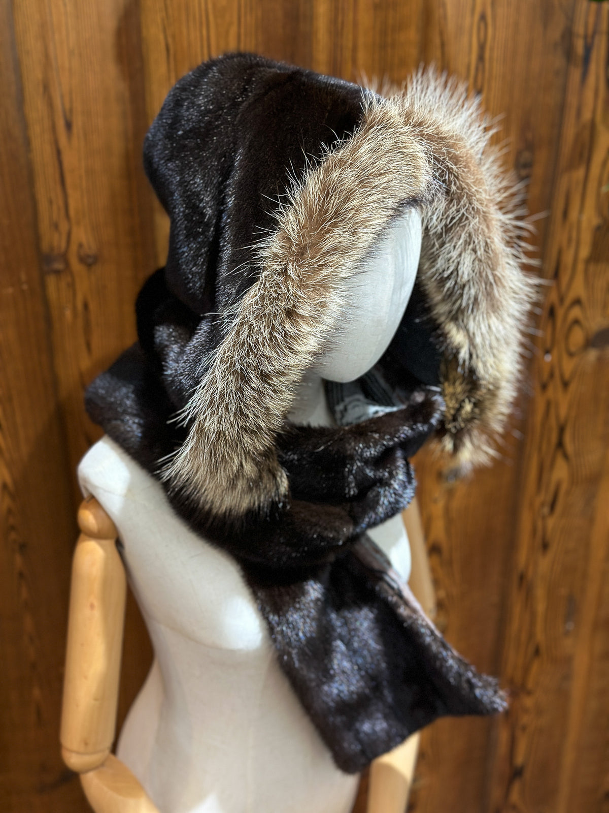 Foulard à capuchon amovible et réversible Gris et noir