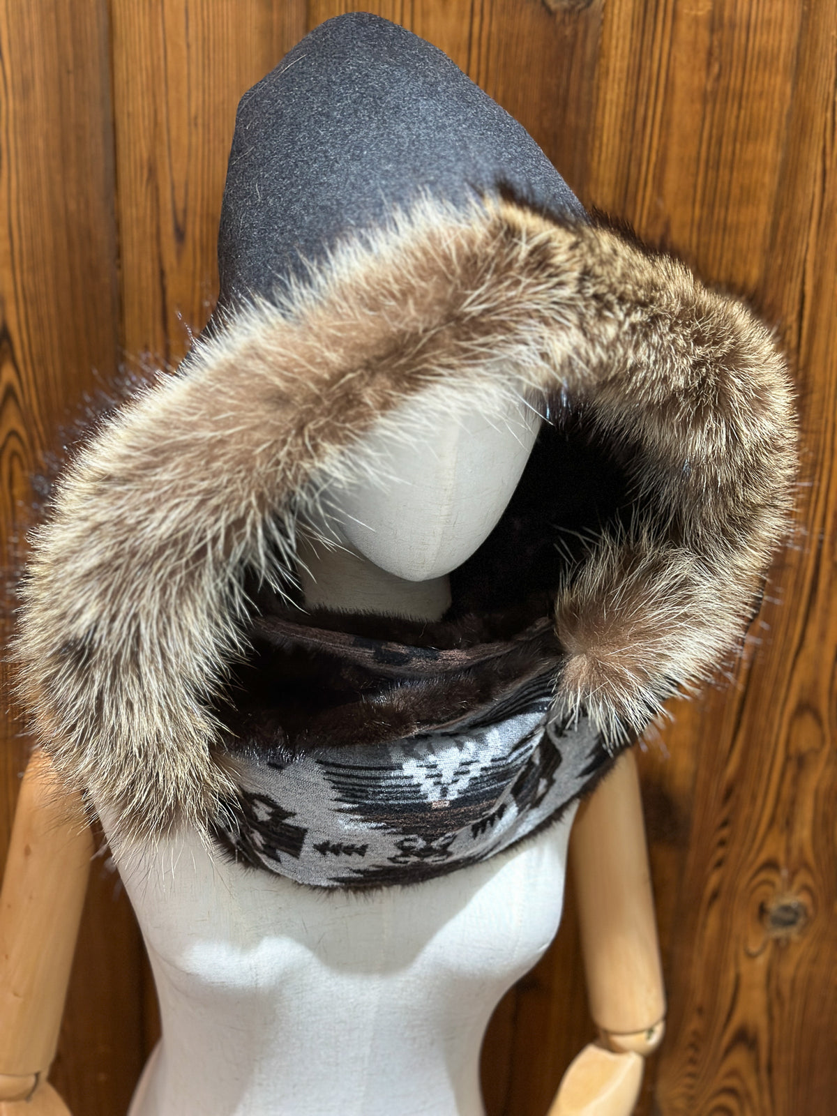 Foulard à capuchon amovible et réversible Gris et noir