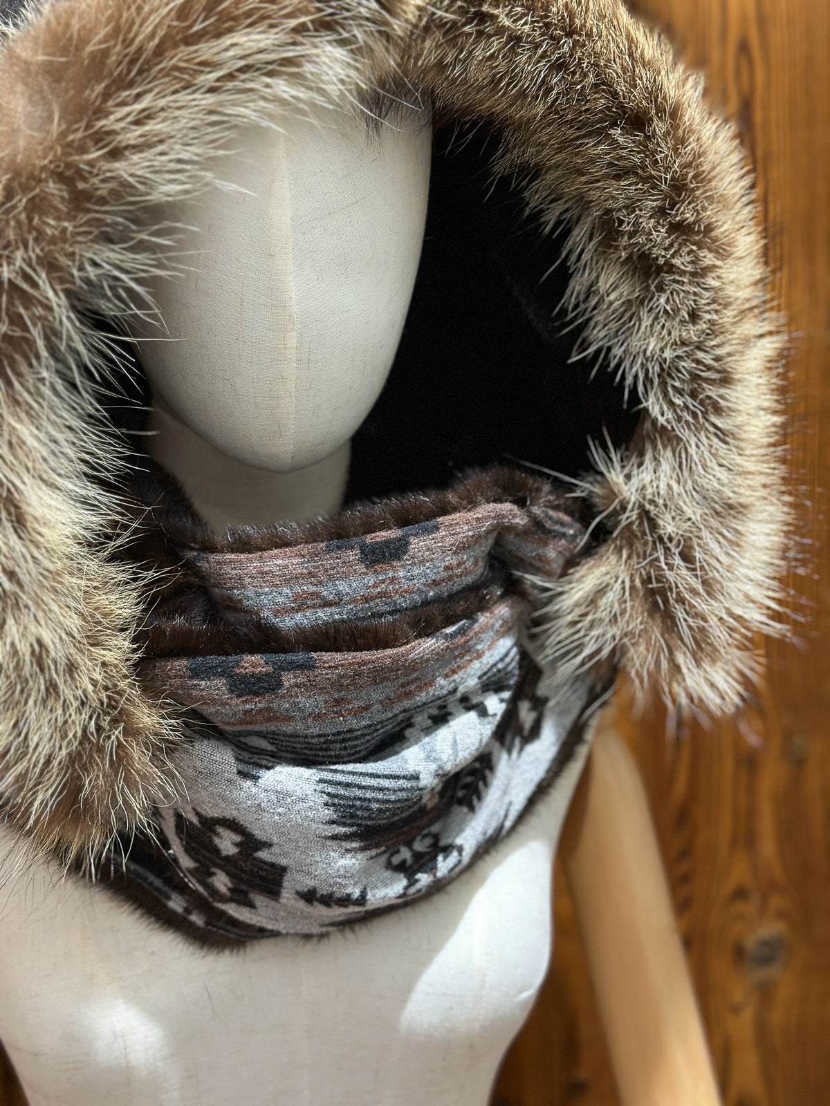 Foulard à capuchon amovible et réversible Gris et noir