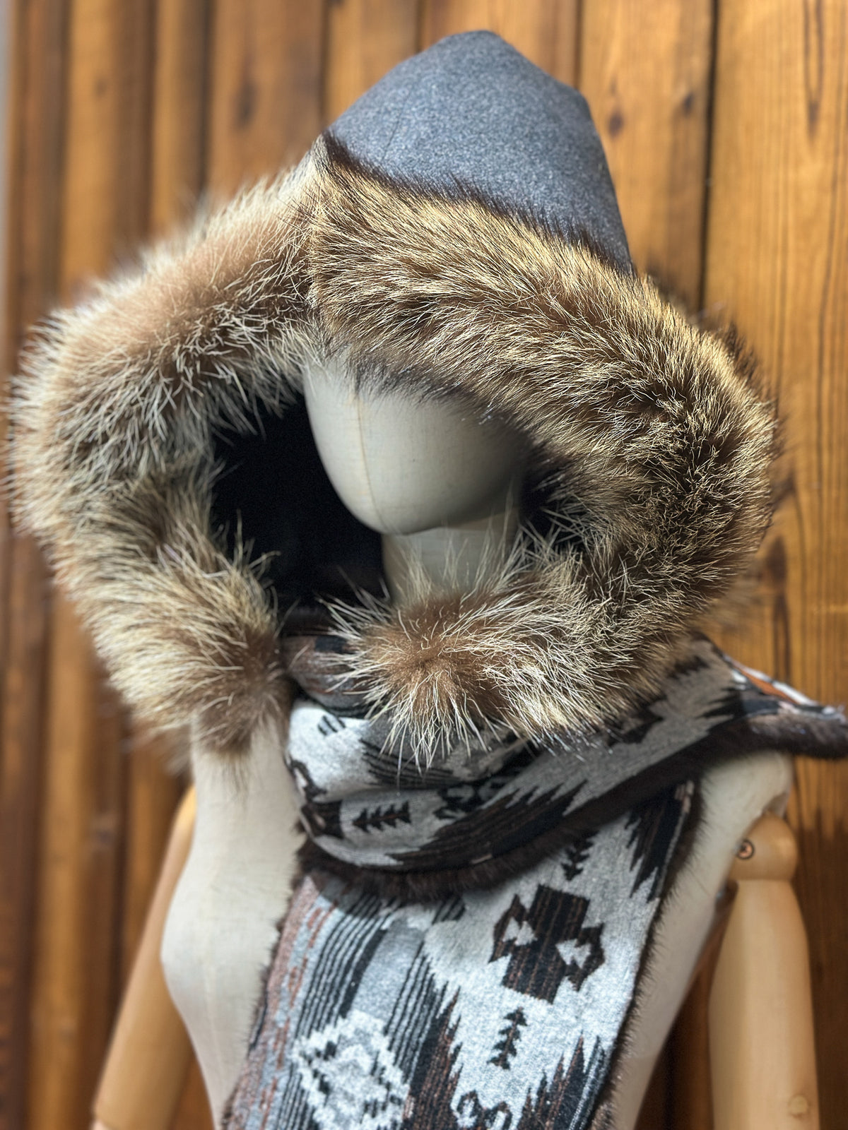 Foulard à capuchon amovible et réversible Gris et noir