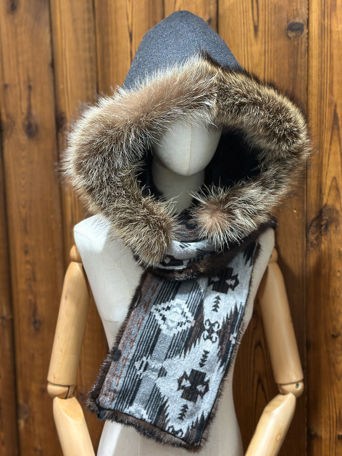 Foulard à capuchon amovible et réversible Gris et noir
